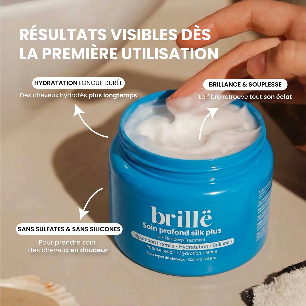 Masque Cheveux Abîmés Réparateur Sans Silicone - Kératine & Soie